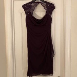 XSCAPE BY JOANNA CHEN Deep Purple LACE CAP SLEEVE DRESS, SZ 4